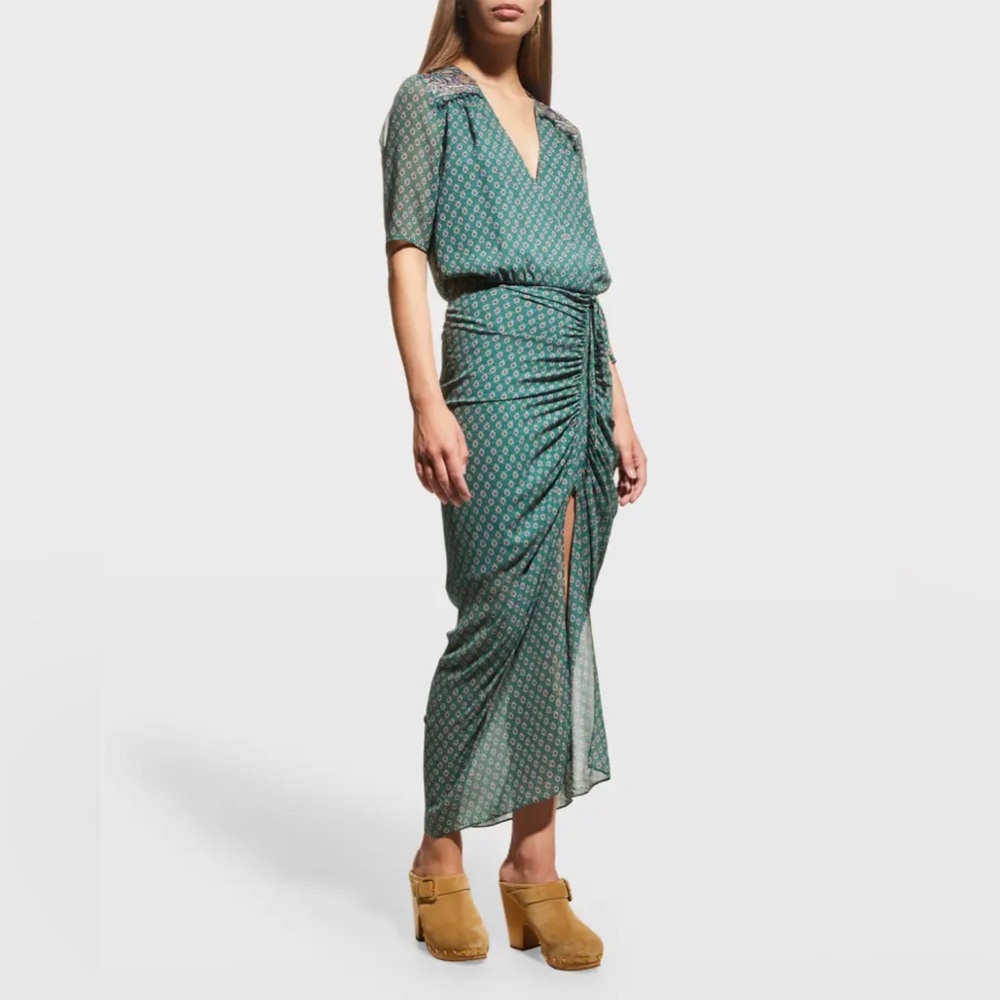 Veronica Beard Mariposa Paisley Ruched Surplus Maxi Dress - Size 00 - NWT - Picture 4 of 13